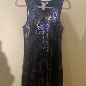 Alice + Olivia Black and Blue small sequin dress